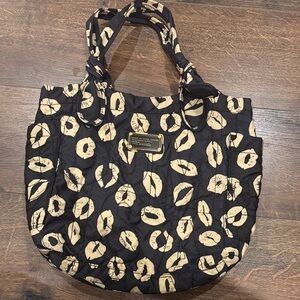 Marc By Marc Jacobs Black and Tan Lip Print Tote